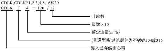 CDLK，CDLKF浸入式多級離心泵型號定義